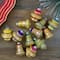 12ct. 2.75" Purple & Yellow 2-Finish Striped Glass Finial & Bell Ornaments